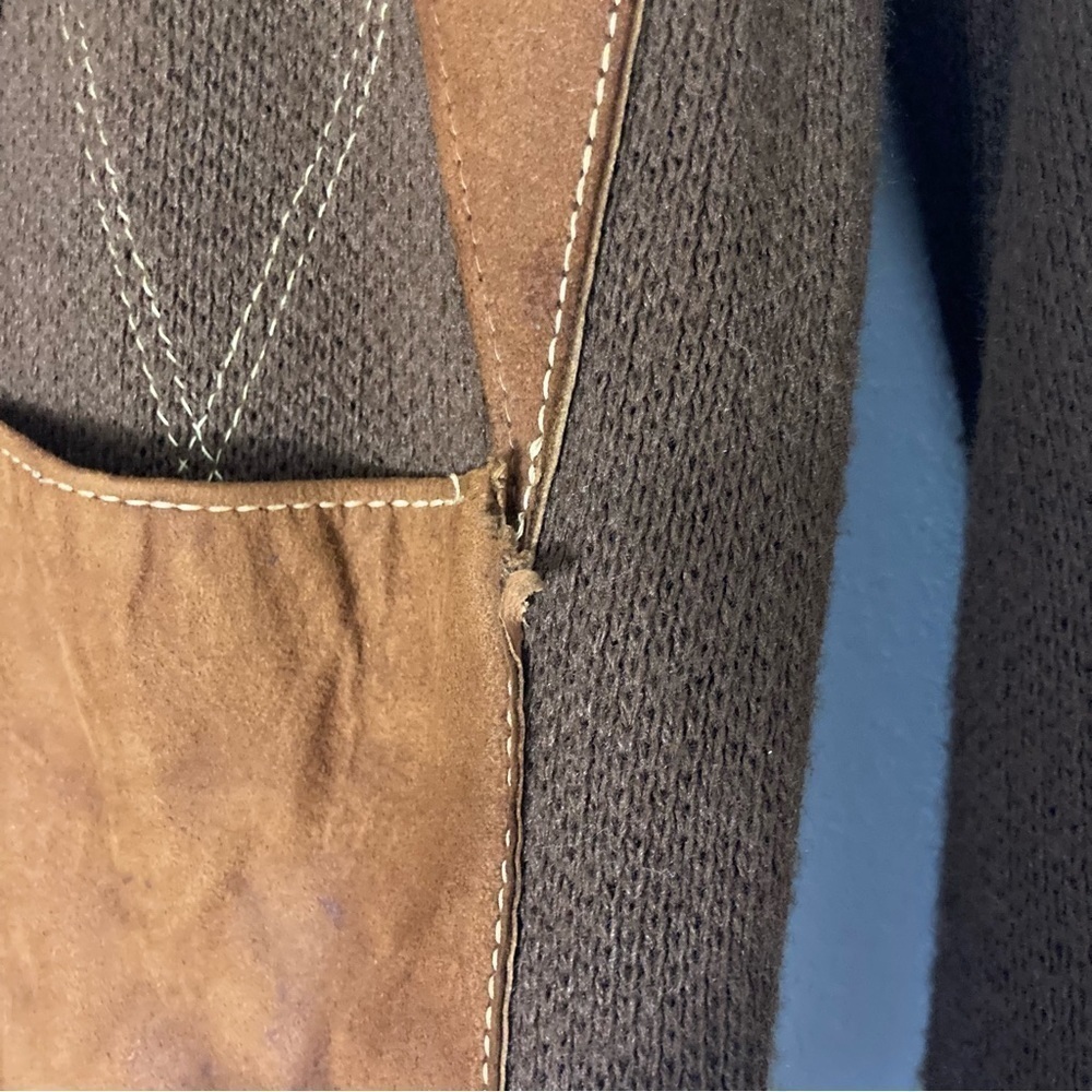 Vintage brown diamond virgin Orlon acrylic zip up cardigan size M - Picture 5 of 16
